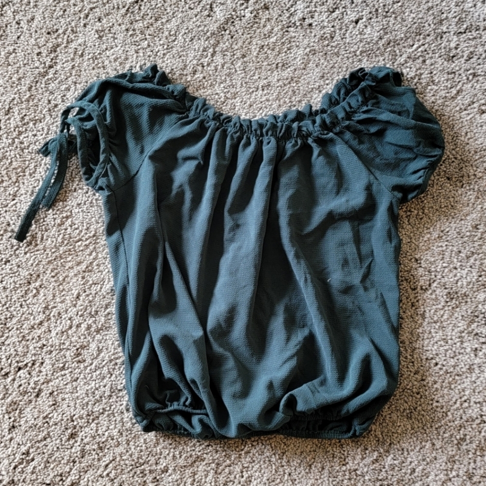 Green over the shoulder t shirt